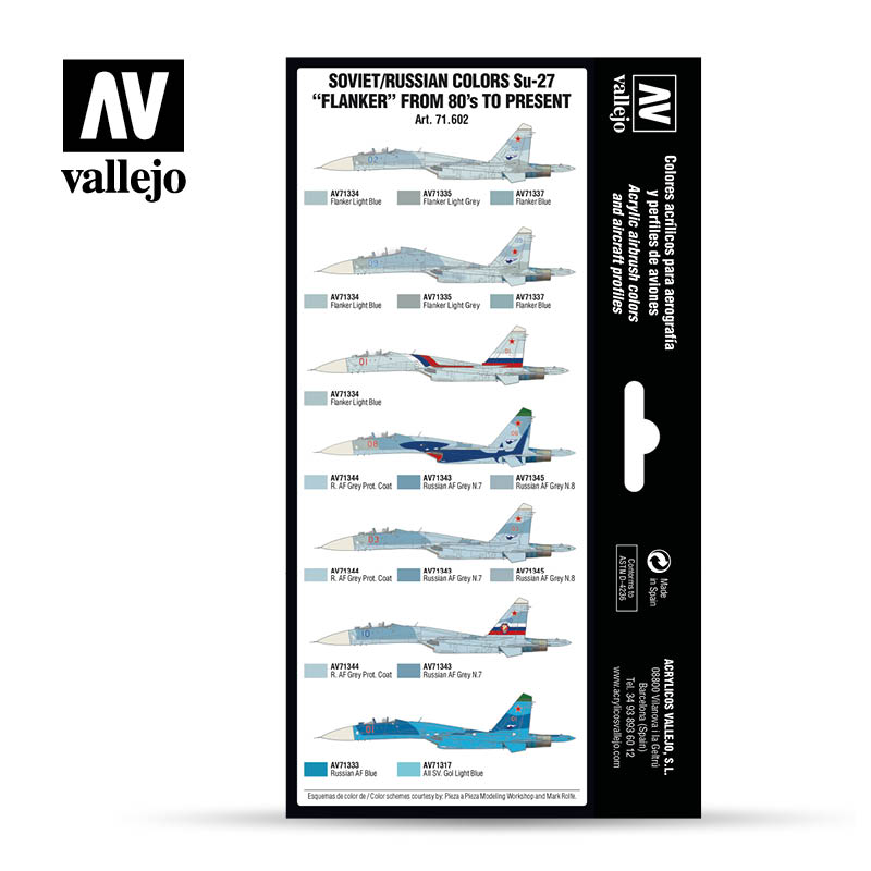 Air War Soviet/Russian Colors Su-27 Flanker from 80's to present 8 x 17 ml