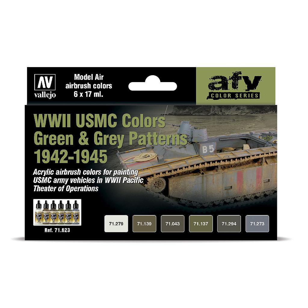 AFV Color Series WWII USMC Colors Green & Grey Patterns 1942-1945 6 x 17 ml