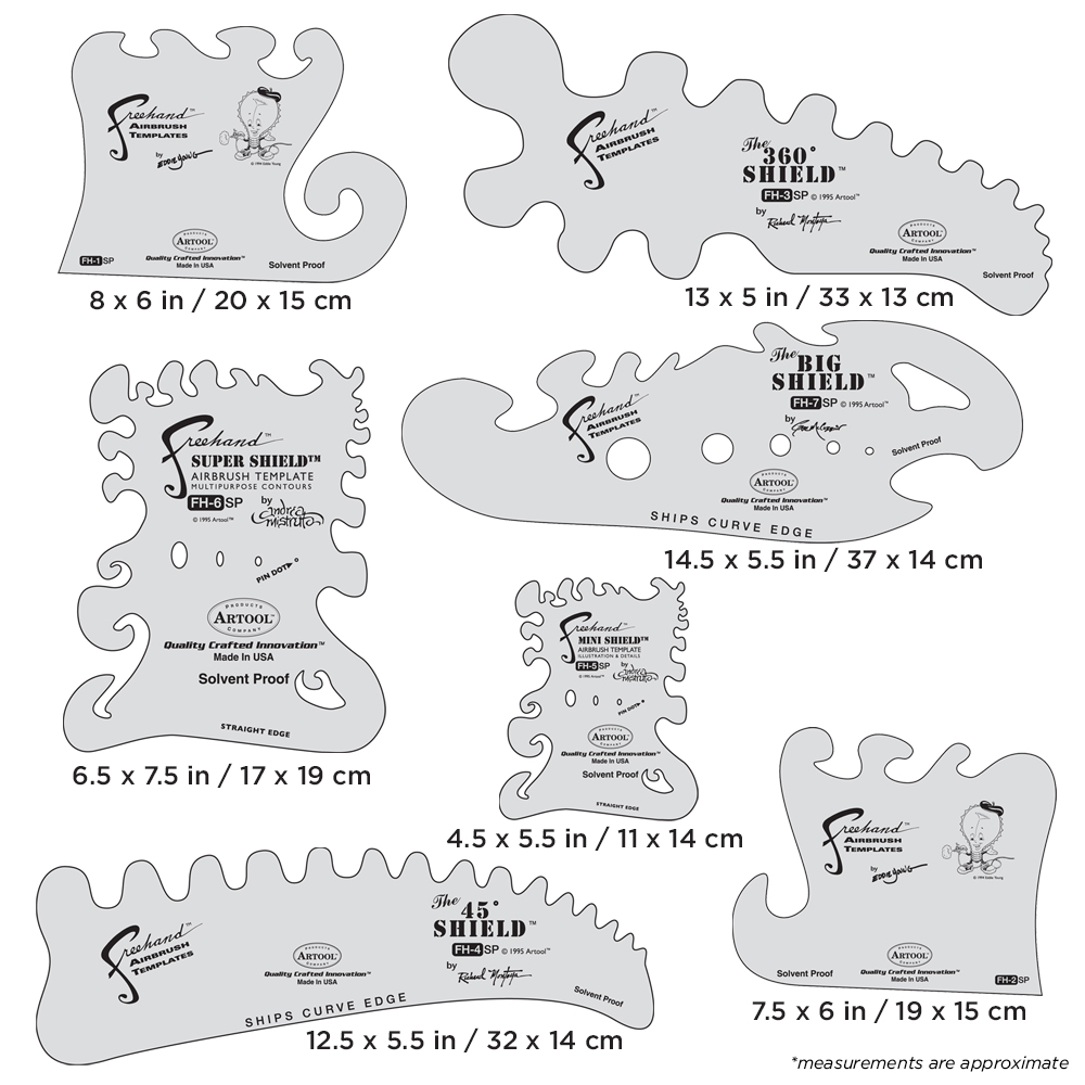 ARTOOL FH P SP The Essential Seven Set (7 Stk.) Freihand Airbrush Schablonen (200307)