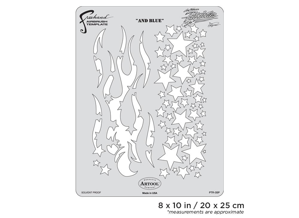 ARTOOL PTR 3 SP Patriotica And Blue Freehand Airbrush Template by Craig Fraser (200318)