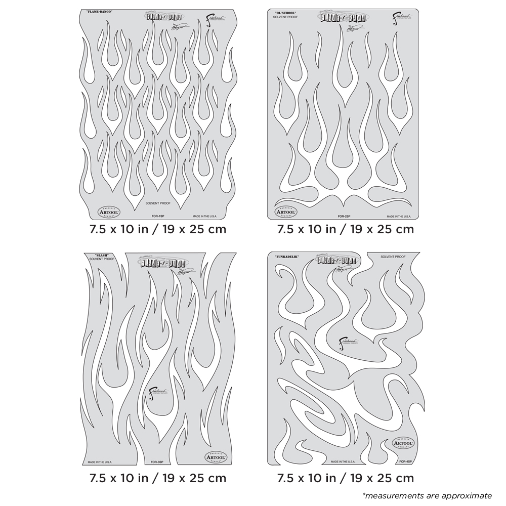 ARTOOL FOR 5 SP Flame-O-Rama (4 pcs.) Freehand Airbrush Template Set by Craig Fraser (200326)