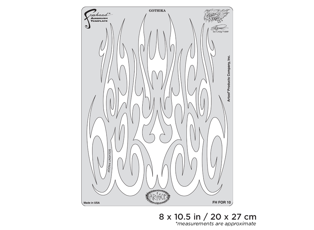 ARTOOL FH FOR 10 Flame-o-rama 2 Gothika Freehand Airbrush Template by Craig Fraser (200331)