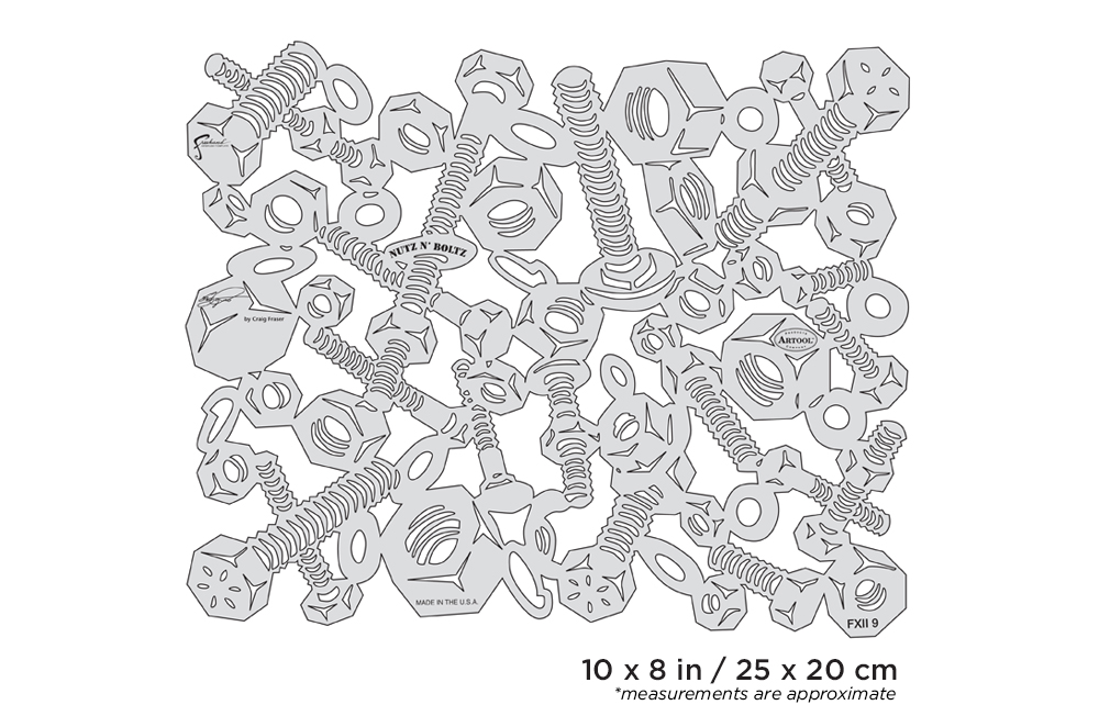 ARTOOL FXII 9 SP FX II Nutz N' Boltz Freehand Airbrush Template by Craig Fraser (200349)