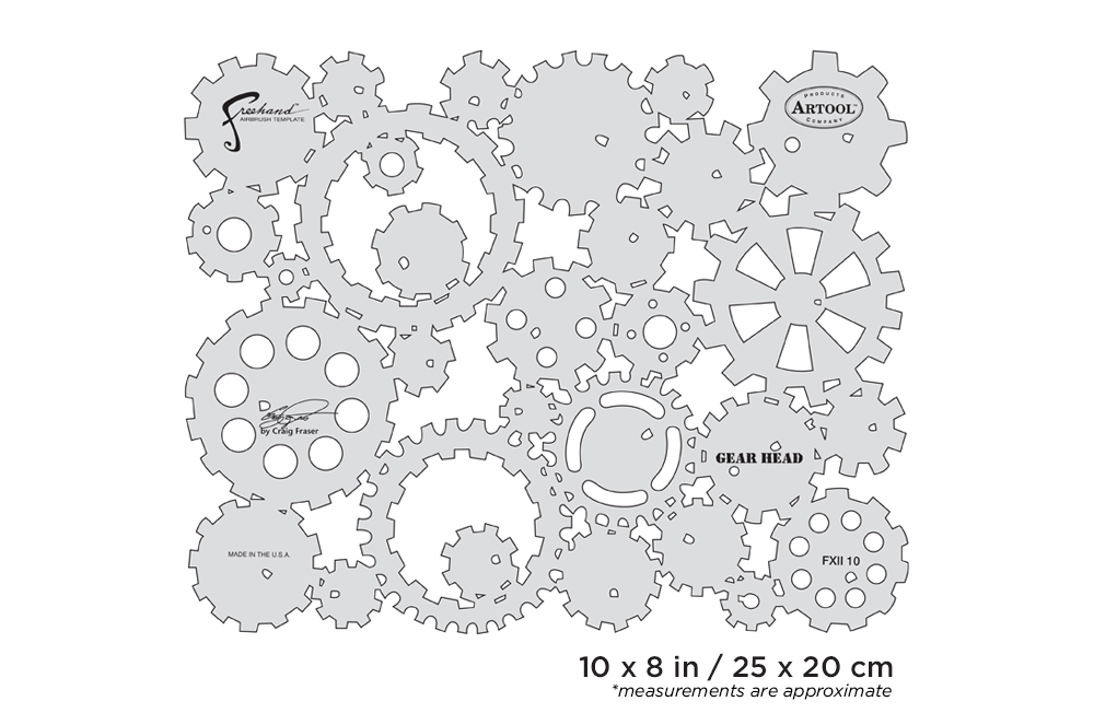 ARTOOL FXII 10 SP FX II Gear Head Freehand Airbrush Template by Craig Fraser (200350)