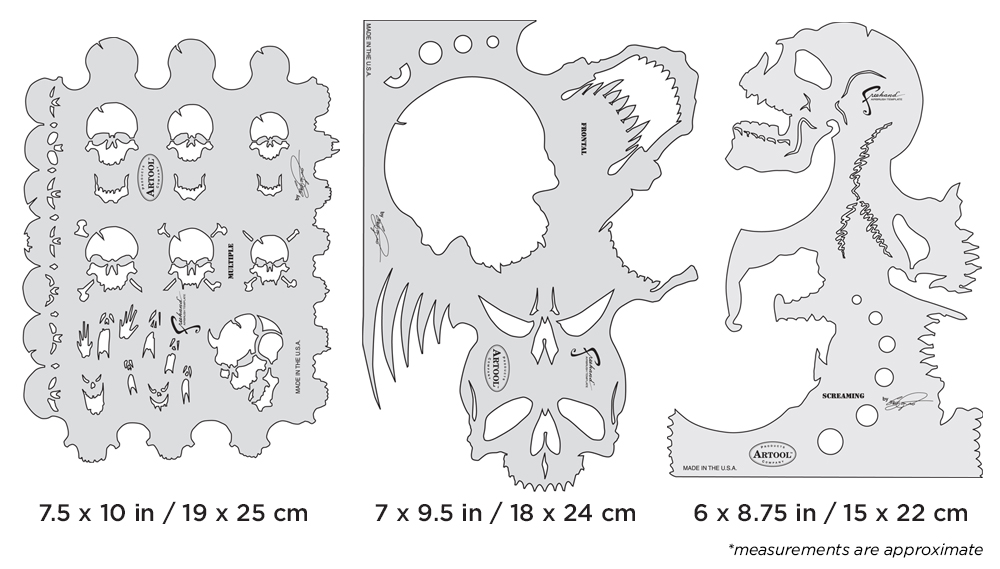 ARTOOL FH SK 4 SP Skullmaster Set (3 pcs.) Freehand Airbrush Templates by Craig Fraser (200358)