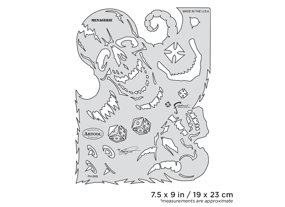 ARTOOL FH SK 8 SP Son of Skullmaster Menagerie Freehand Airbrush Template by Craig Fraser (200362)