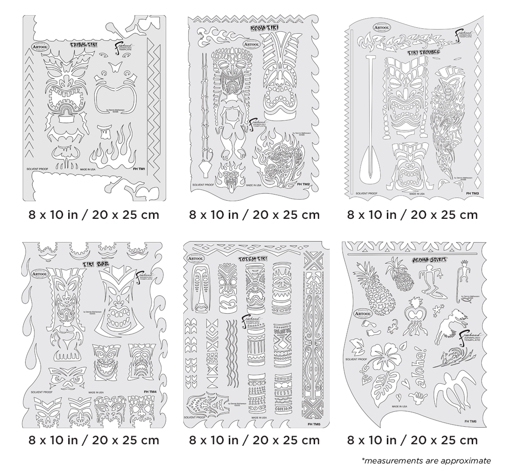 ARTOOL FH TM 7 Tiki Master (6 pcs.) Freehand Airbrush Template Set by Dennis Mathewson (200384)