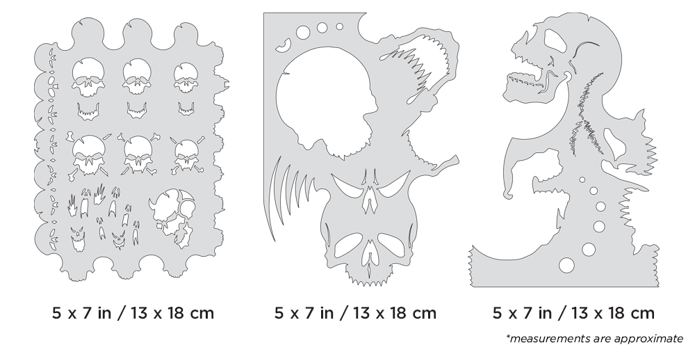 ARTOOL FH SK 4 MS  Skullmaster Mini Series Set (3 pcs.) Freehand Airbrush Templates by Craig Fraser (200416)