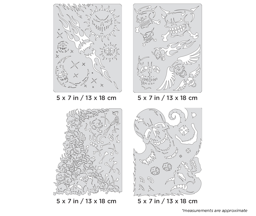 ARTOOL FH SK 9 MS Son of Skullmaster Mini Series Set (4 pcs.) Freehand Airbrush Templates by Craig Fraser (200417)