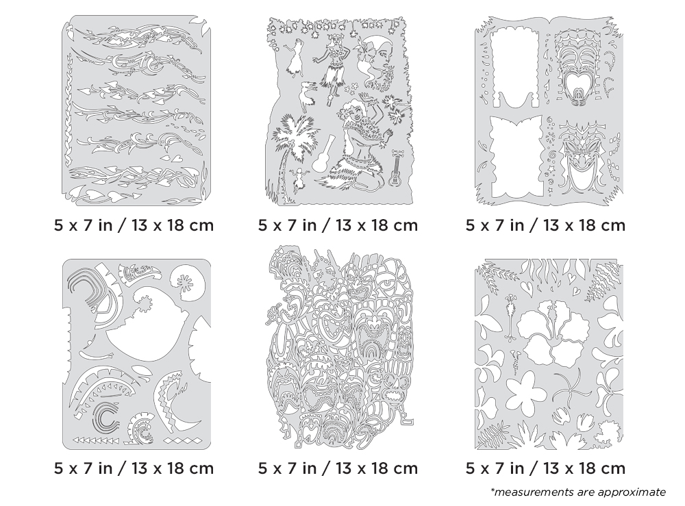 ARTOOL FH TM 14 MS Tiki Master II Mini Series (6 pcs.) Freehand Airbrush Template Set by Dennis Mathewson (200419)
