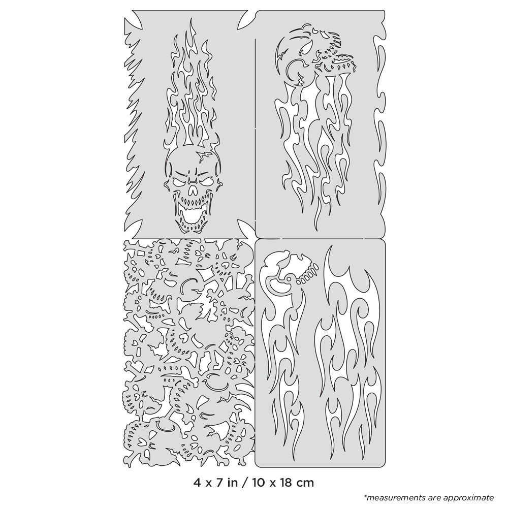 ARTOOL FH NS 1 Skullophenia Nano (4 Stk.) Freihand Airbrush Schablonen von Craig Fraser (200430)