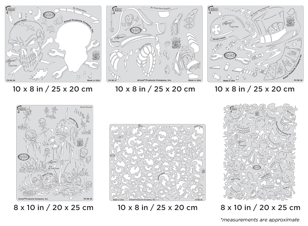 ARTOOL FH SK 32 SP Wrath of Skullmaster Set (6 Stk.) Freihand Airbrush Schablonen von Craig Fraser (200438)