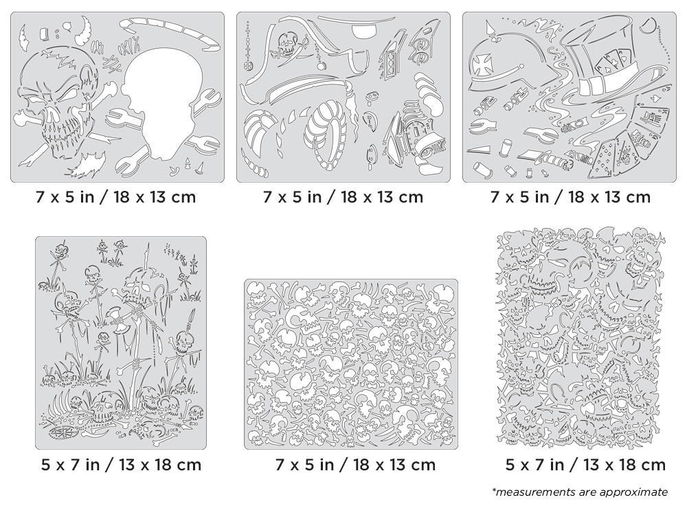 ARTOOL FH SK 32 MS Wrath of Skullmaster Mini Series Set (6 pcs.) Freehand Airbrush Templates by Craig Fraser (200439)