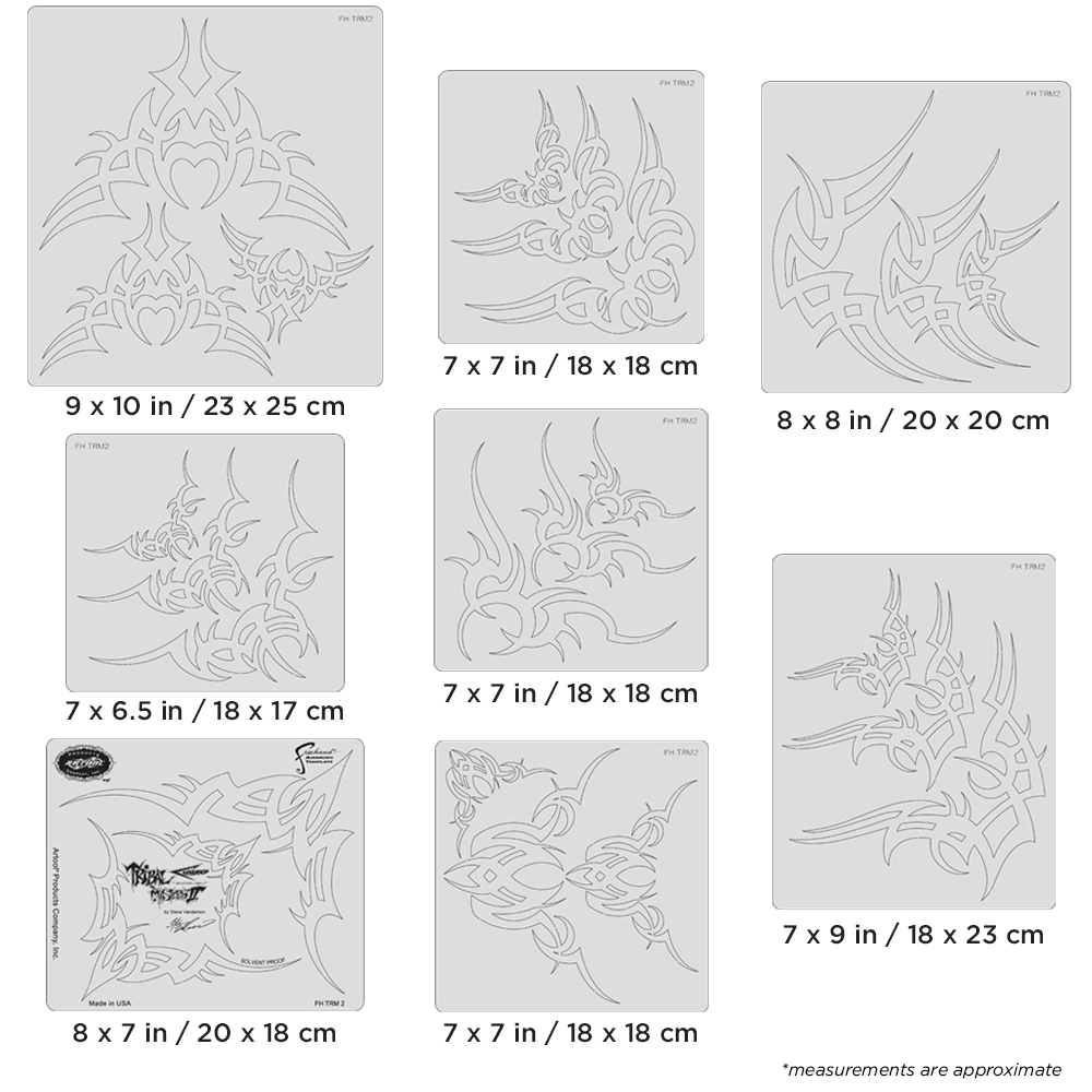 ARTOOL FH TRM 2 Tribal Masters II Cornered (9 pcs.) Freehand Airbrush Template Set by Steve Vandemon (200454)