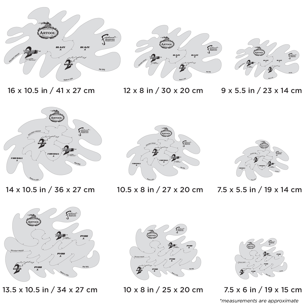 ARTOOL FH TF 2 True Fire 2 (21 Stk.) Freihand Airbrush Schablonen von Mike Lavallee (200465)
