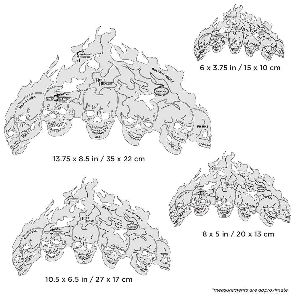 ARTOOL FH HH 2 Hot Headz Hell Riders (4 pcs.) Freehand Airbrush Templates by Mike Lavallee (200467)