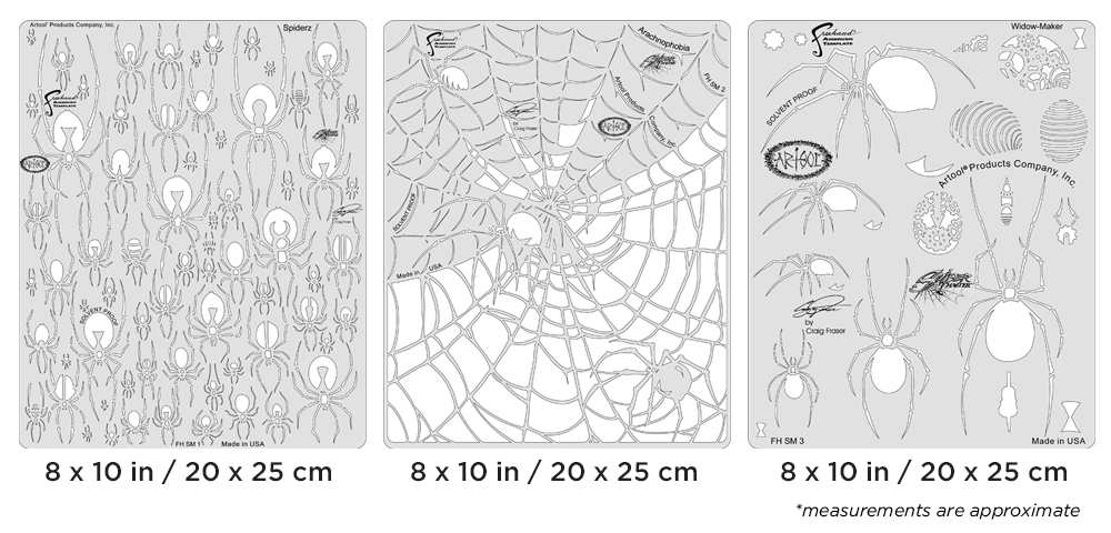 ARTOOL FH SM 4 Spider Master Set (3 pcs.) Freehand Airbrush Templates by Craig Fraser (200488)