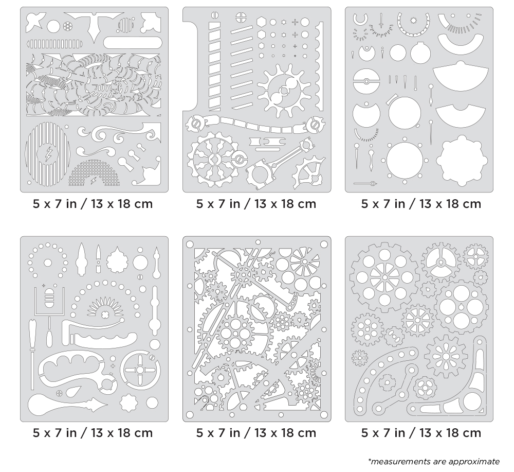 ARTOOL FH SPFX 7 MS Steampunk FX Mini Series Set (6 pcs.) Freehand Airbrush Templates by Craig Fraser (200493)