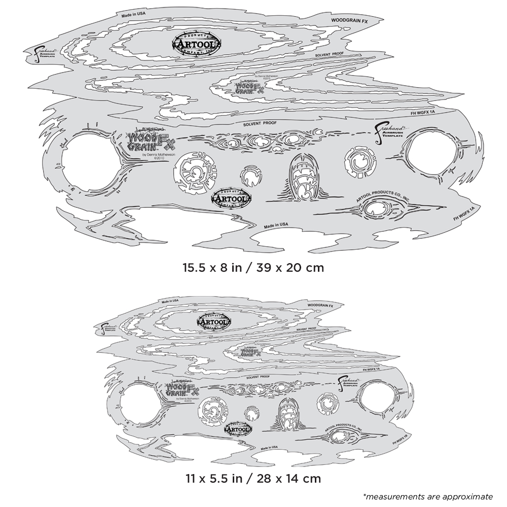 ARTOOL FH WGFX 1 Wood Grain FX (2 pcs.) Freehand Airbrush Template Set by Dennis Mathewson (200495)