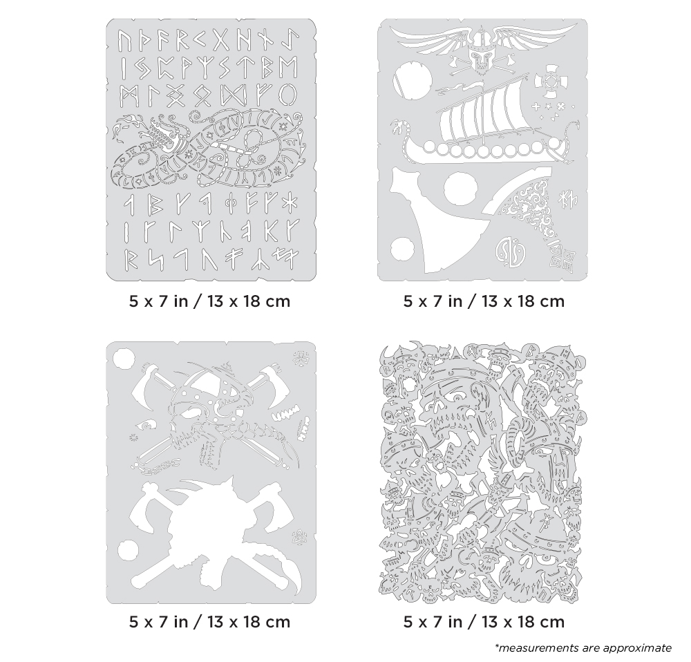 ARTOOL FH VKFX 5 MS Viking FX Mini Series (4 pcs.) Freehand Airbrush Templates Set by Craig Fraser (200503)