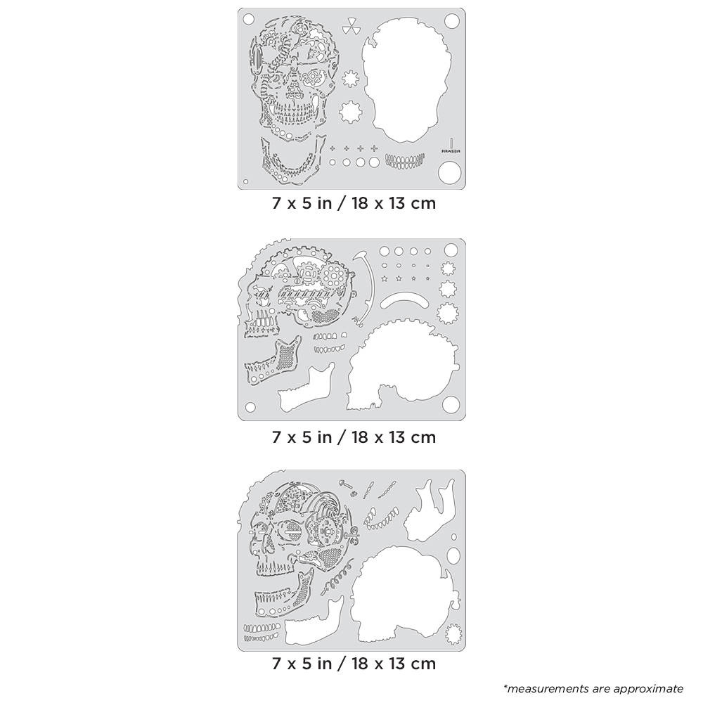 ARTOOL FH SDSK 4 MS Steam Driven Skullmaster Mini Series Set (3 pcs.) Freehand Airbrush Templates by Craig Fraser (200518)