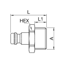 Stecknippel NW 5 mit 1/4" Außengewinde