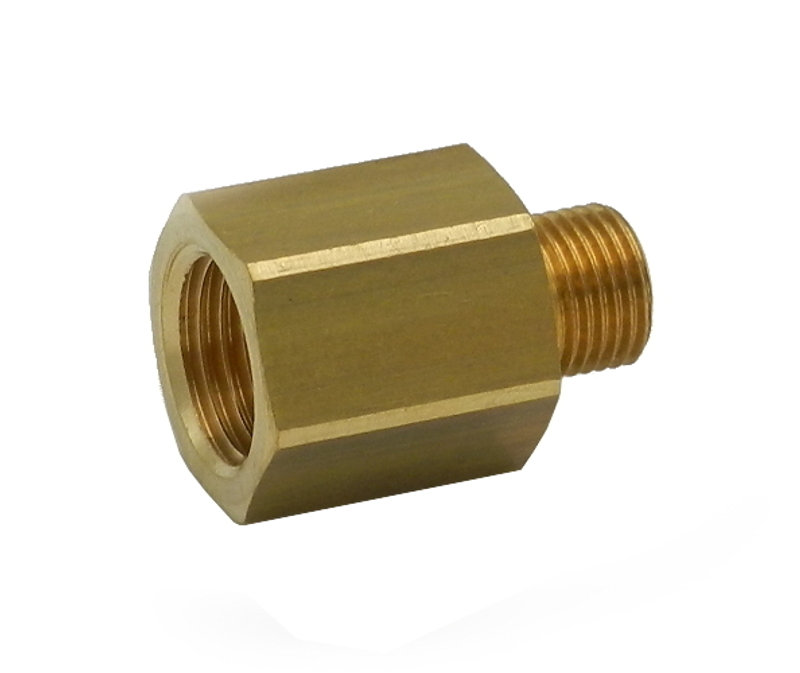 Hexagon Reducing Nipple 1/4″ fem. thread to 1/8″ male thread