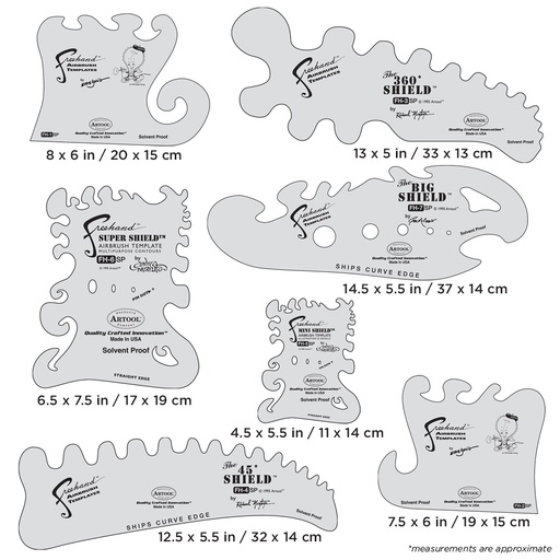 [IW-FHPSP] ARTOOL FH P SP The Essential Seven Set (7 pcs.) Freehand Airbrush Templates (200307)