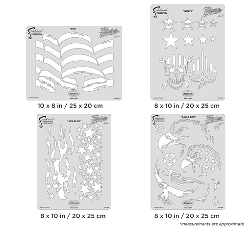 [IW-PTR5SP] ARTOOL PTR 5 SP Patriotica (4 pcs.) Freehand Airbrush Template Set by Craig Fraser (200320)