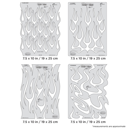 [IW-FOR5SP] ARTOOL FOR 5 SP Flame-O-Rama (4 Stk.) Freihand Airbrush Schablonen Set von Craig Fraser (200326)