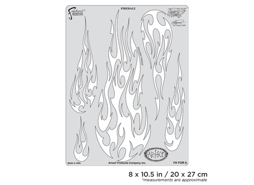 [IW-FHFOR8] ARTOOL FH FOR 8 Flame-o-rama 2 Firebalz Freehand Airbrush Template by Craig Fraser (200329)