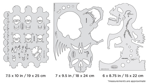 [IW-FHSK4SP] ARTOOL FH SK 4 SP Skullmaster Set (3 Stk.) Freihand Airbrush Schablonen von Craig Fraser (200358)