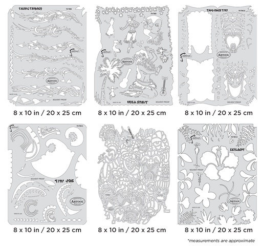[IW-FHTM140] ARTOOL FH TM 14 Tiki Master II (6 Stk.) Freihand Airbrush Schablonen Set von Dennis Mathewson (200392)