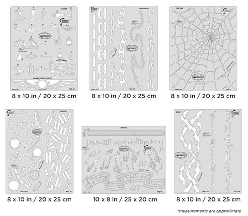 [IW-FX321SP] ARTOOL FX3 21 SP FX3 (6 pcs.) Freehand Airbrush Template Set by Craig Fraser (200400)