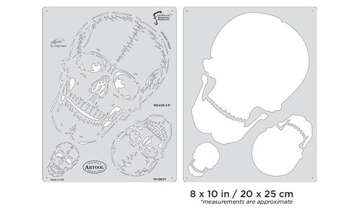 [IW-FHSK21SP] ARTOOL FH SK 21 SP Horror of Skullmaster Heads-Up (2 pcs.) Freehand Airbrush Templates by Craig Fraser (200401)