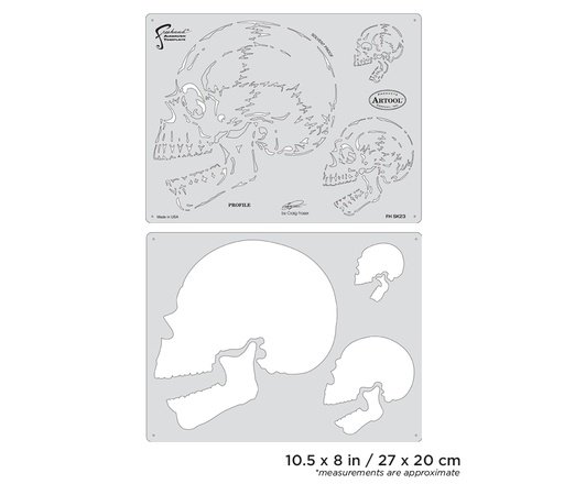 [IW-FHSK23SP] ARTOOL FH SK 23 SP Horror of Skullmaster Profile (2 pcs.) Freehand Airbrush Templates by Craig Fraser (200403)