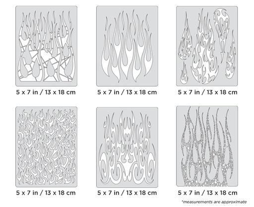 [IW-FHFOR212MS] ARTOOL FH FOR2 12 MS Flame-o-rama 2 Mini Series (6 pcs.) Freehand Airbrush Templates by Craig Fraser (200405)