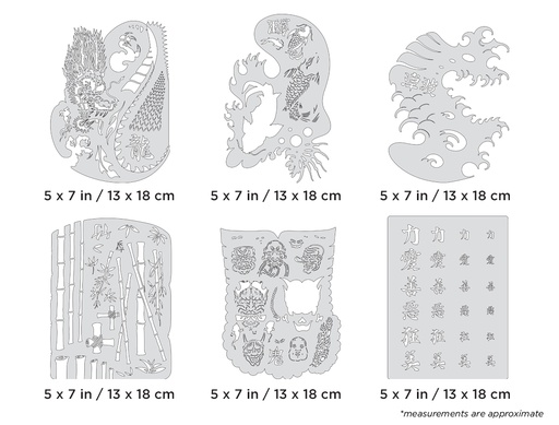 [IW-FHKM7MS] ARTOOL FH KM 7 MS Kanji Master Mini Series Set (6 Stk.) Freihand Airbrush Schablonen von Dennis Mathewson (200411)