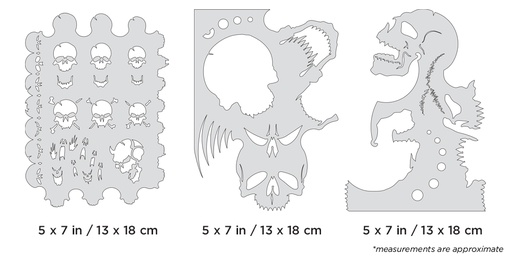 [IW-FHSK4MS] ARTOOL FH SK 4 MS  Skullmaster Mini Series Set (3 pcs.) Freehand Airbrush Templates by Craig Fraser (200416)