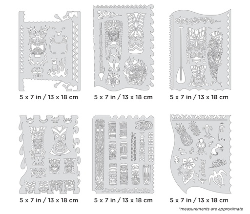 [IW-FHTM7MS] ARTOOL FH TM 7 MS Tiki Master Mini Series (6 Stk.) Freihand Airbrush Schablonen Set von Dennis Mathewson (200420)