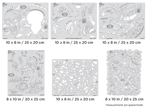 [IW-FHSK32SP] ARTOOL FH SK 32 SP Wrath of Skullmaster Set (6 pcs.) Freehand Airbrush Templates by Craig Fraser (200438)