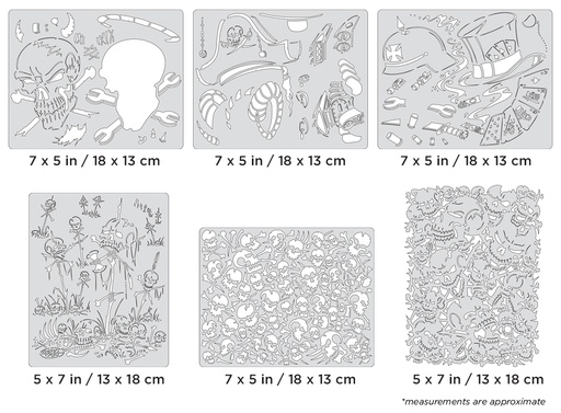 [IW-FHSK32MS] ARTOOL FH SK 32 MS Wrath of Skullmaster Mini Series Set (6 pcs.) Freehand Airbrush Templates by Craig Fraser (200439)