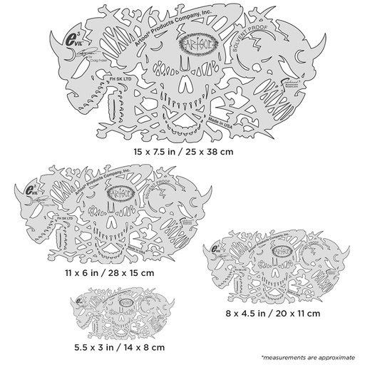 [IW-FHSKLTD] ARTOOL FH SKLTD Evil 3 (4 pcs.) Freehand Airbrush Templates by Craig Fraser (200441)