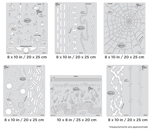 [IW-FHFX428] ARTOOL FH FX4 28 FX4 Set (6 pcs.) Freehand Airbrush Templates by Craig Fraser (200463)