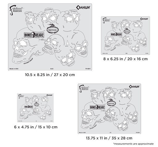 [IW-FHBH1] ARTOOL FH BH 1 Bone Headz Cranium (4 pcs.) Freehand Airbrush Templates by Mike Lavallee (200468)