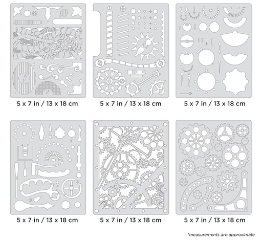 [IW-FHSPFX7MS] ARTOOL FH SPFX 7 MS Steampunk FX Mini Series Set (6 pcs.) Freehand Airbrush Templates by Craig Fraser (200493)