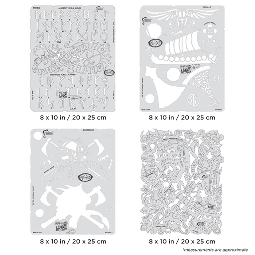 [IW-FHVKFX50] ARTOOL FH VKFX 5 Viking FX (4 pcs.) Freehand Airbrush Template Set by Craig Fraser (200502)