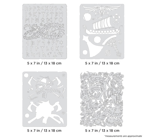 [IW-FHVKFX5MS] ARTOOL FH VKFX 5 MS Viking FX Mini Series (4 pcs.) Freehand Airbrush Templates Set by Craig Fraser (200503)