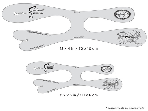 [IW-FHHS1] ARTOOL FH HS 1 "H" Stencil (2 pcs.) Freehand Airbrush Templates by Craig Fraser (200513)