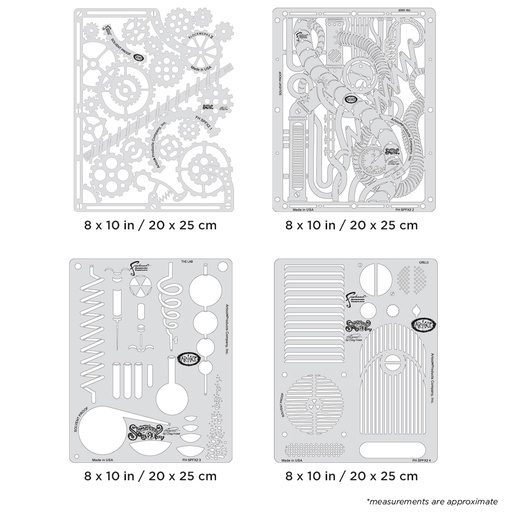 [IW-FHSPFX25] ARTOOL FH SPFX 25 Steampunk FX2 Set (4 pcs.) Freehand Airbrush Templates by Craig Fraser (200523)